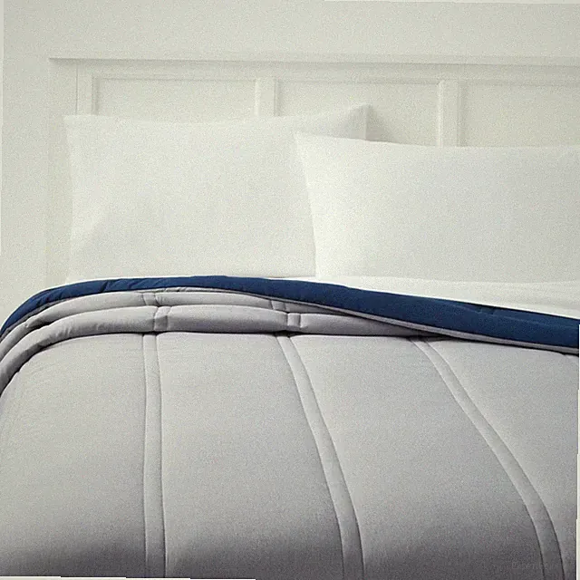 Full/Queen Lofty Microfiber Comforter Dark Blue Denim Heather - Room Essentials