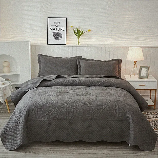 MarCielo 3-Piece 100% Cotton Oversized Bedspread Set Coverlet Set Lightweight