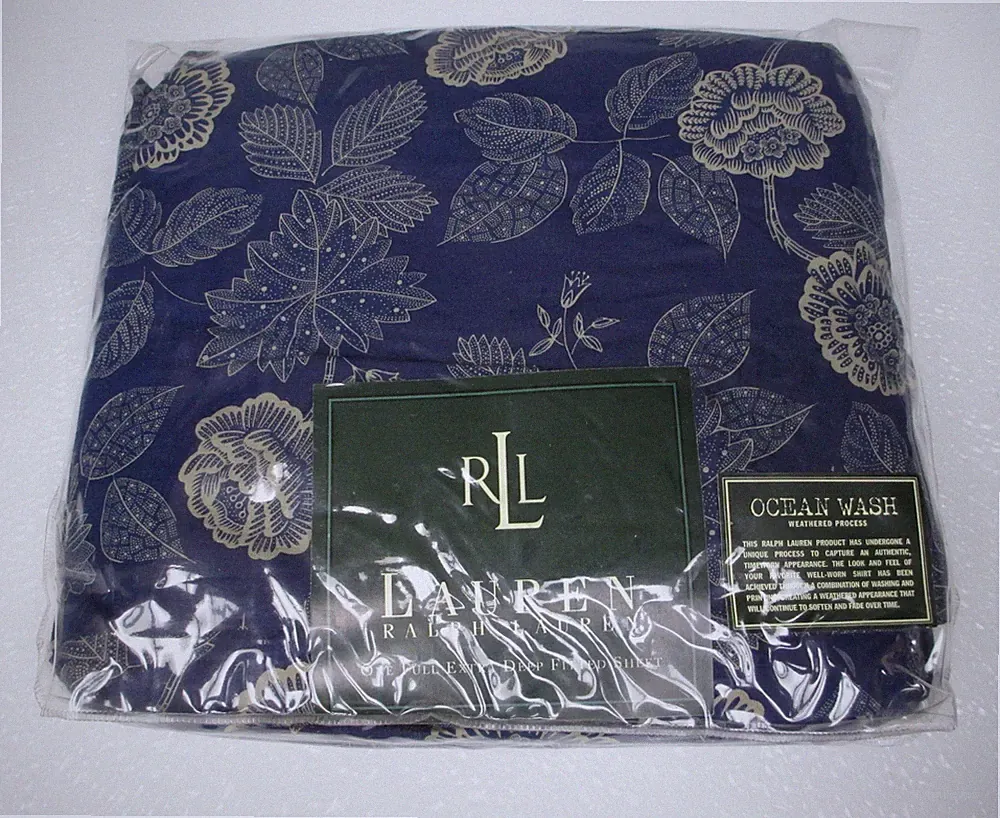 New Ralph Lauren Americana Floral Blue Ocean Wash Fitted Sheet - Full