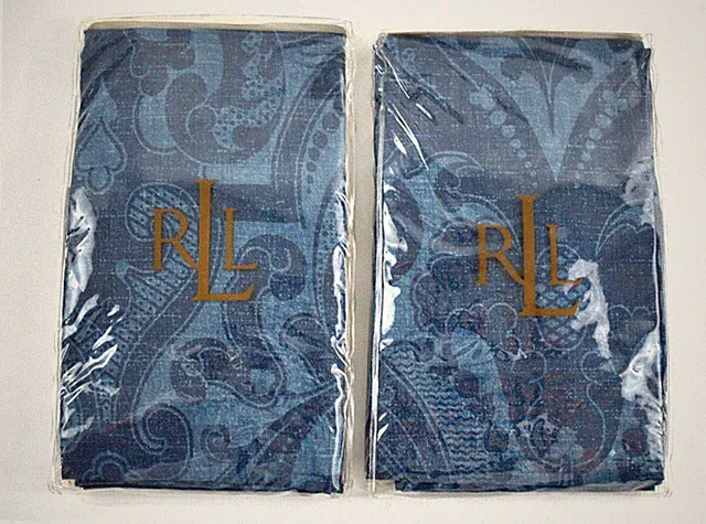 Set of 2 Ralph Lauren Los Cabos Batik Indigo Blue Standard Pillow Shams NEW RARE